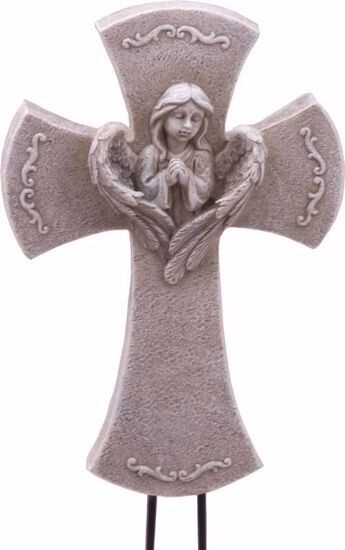 Cross with Angel Pick - Memorial Cross Statuary Pick