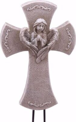 Cross with Angel Pick - Memorial Cross Statuary Pick