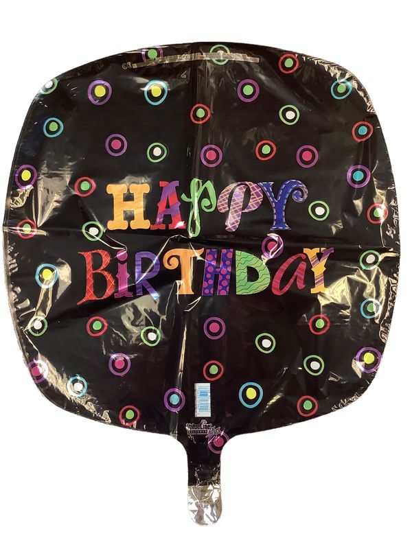 Happy Birthday Black Multicolor Dots