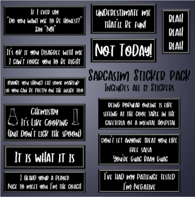Sarcasm Decal *Sticker* Pack - Includes 12 Stickers