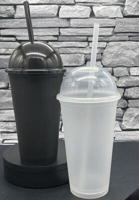 Blank Domed Lid Smoothie Cold Cup  -16oz.  Black or Translucent