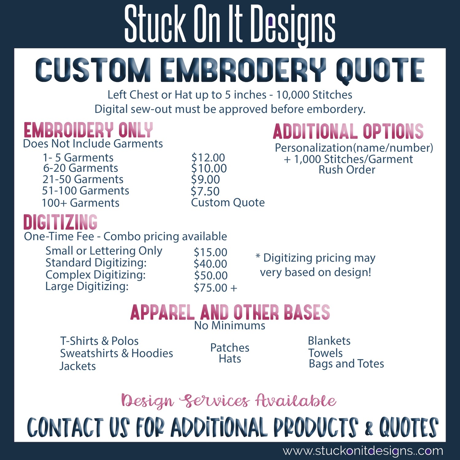 Custom Embroidery Quote