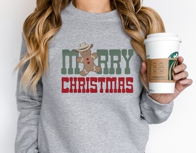 Embroidered Merry Christmas Gingerbread Holiday Shirt~ Unisex