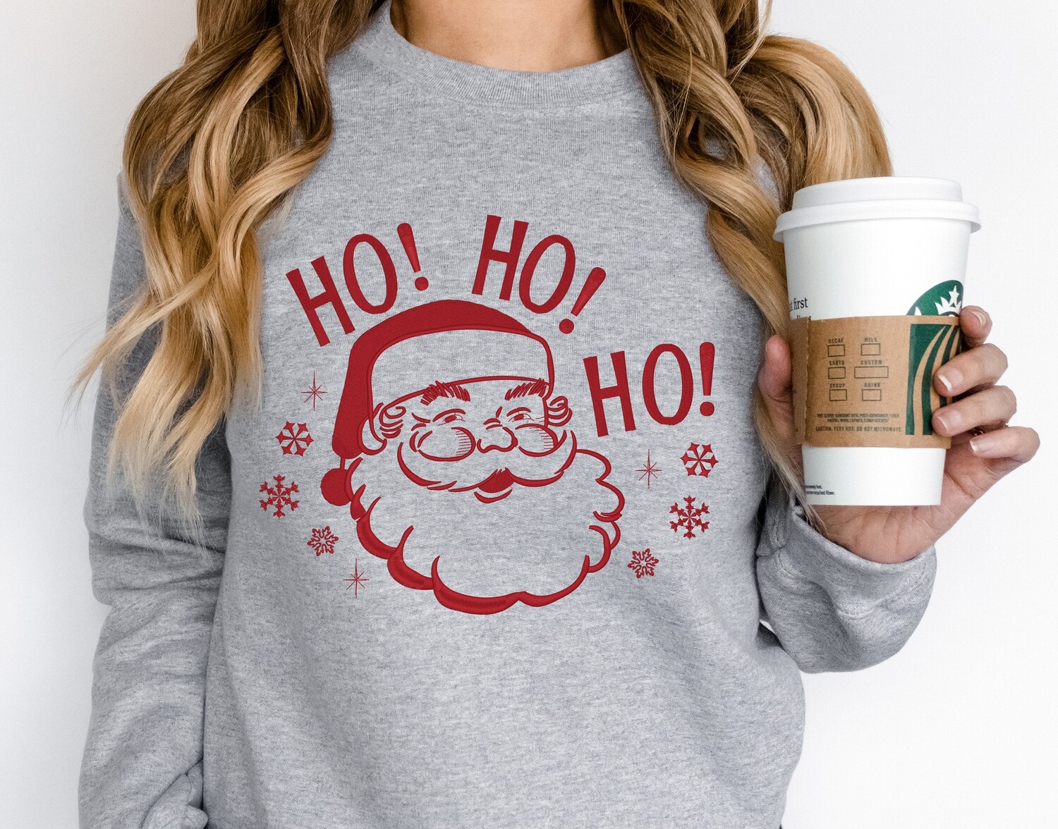 Retro Ho Ho Ho Santa, Embroidered Christmas Holiday Shirt~ Unisex