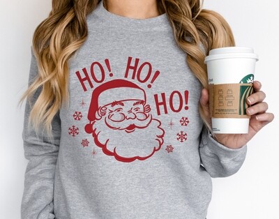 Retro Ho Ho Ho Santa, Embroidered Christmas Holiday Shirt~ Unisex