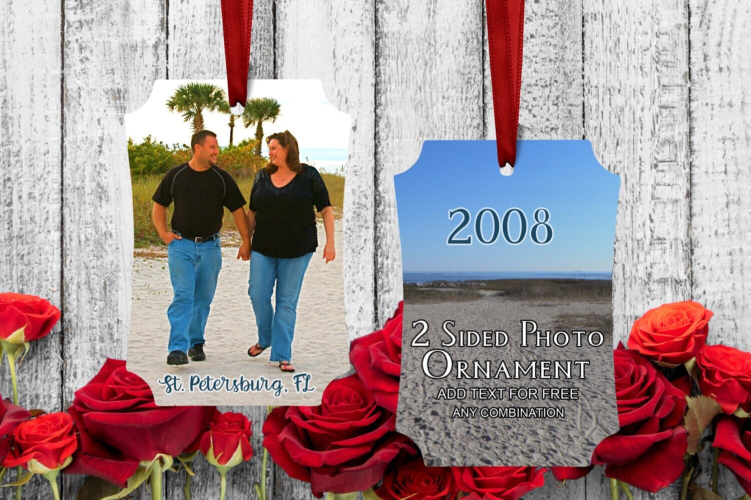 Custom Berlin Photo Ornament 2-sided, Christmas Holiday Ornament, Any Combination Text &amp; Photos, Personalized Photo Gift