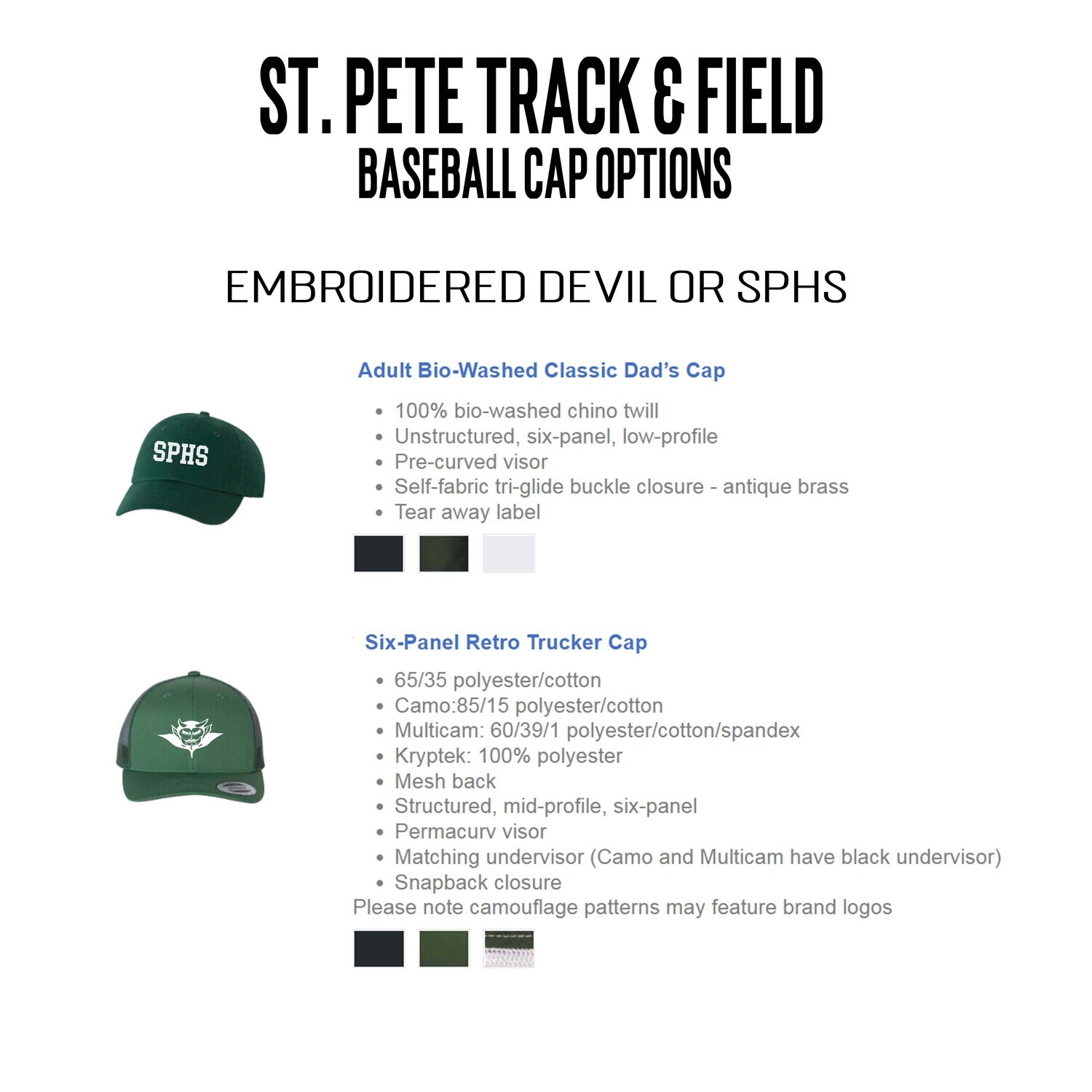 St. Pete High Track &amp; Field Embroidered Caps