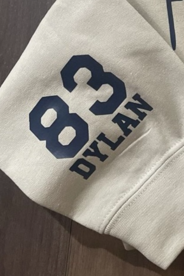 Special Order Wellmann:  Custom Embroidered Applique Letter, Team School Spirit Shirt