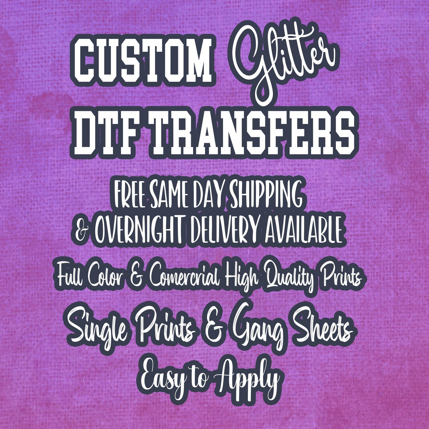 DTF  Transfers, Full Color DTF, Soft Feel Transfer, Ready to Apply with Heat Press, Direct to Film, Express DTF Screen Print, Bulk  Pre-Cut Transfers (Cold Peel Glitter &amp; Traditional Hot Peel Options)