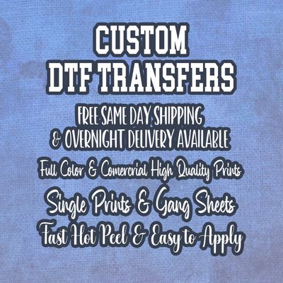 DTF Transfers, Full Color DTF, Soft Feel Transfer, Ready to Apply with Heat Press, Direct to Film, Express DTF Screen Print, Bulk Pre-Cut Transfers