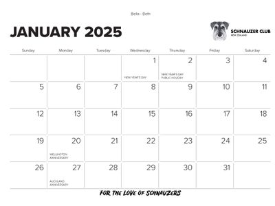 2025 Schnauzer Club NZ Calendars - Limited Stock