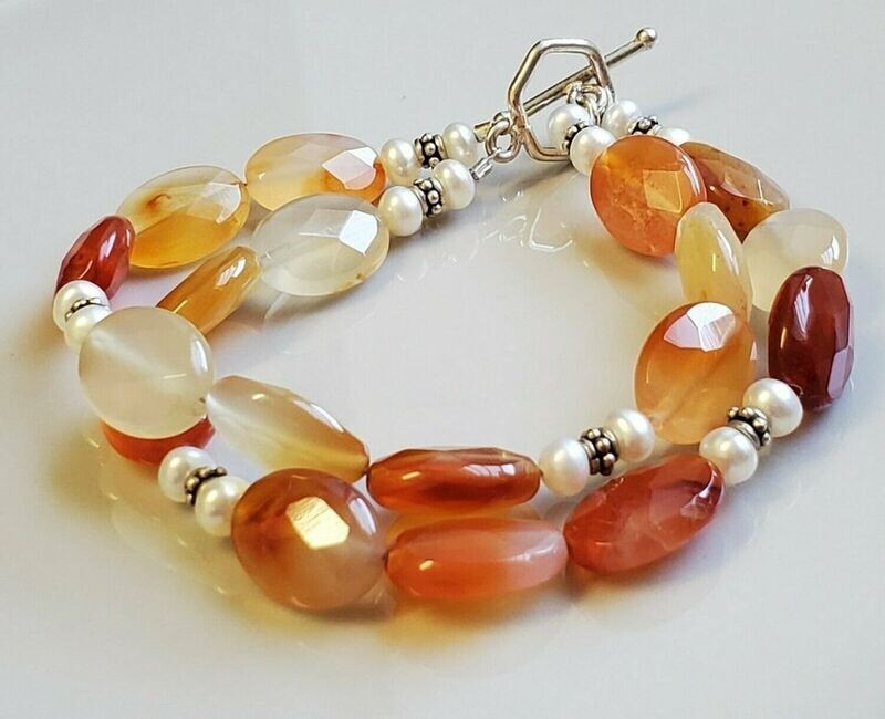Fire Agate Double Strand Bracelet (PETITE SIZE)