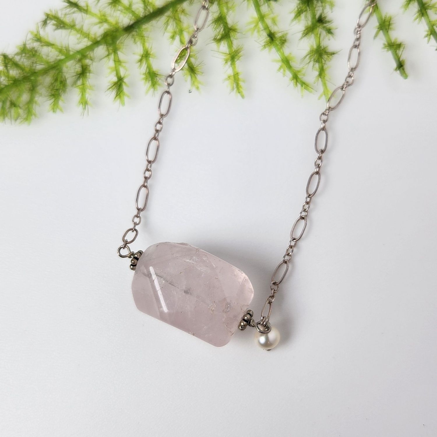 Rose Quartz and Pearl Necklace
