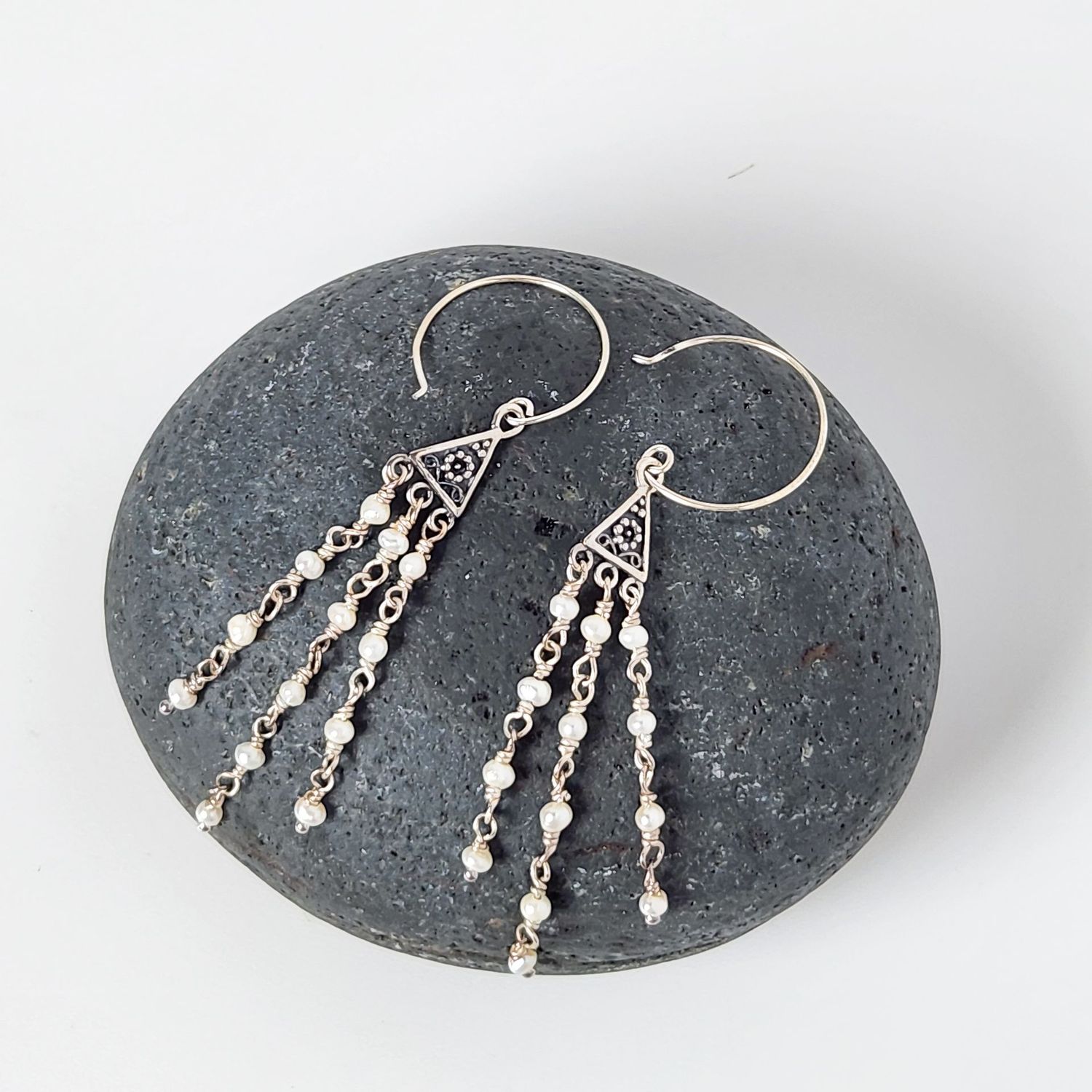Tiny Pearl Cascade Earrings