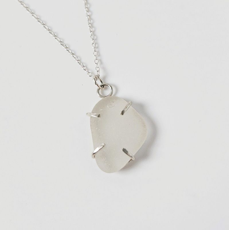 Sea Glass Pendant - White (medium)