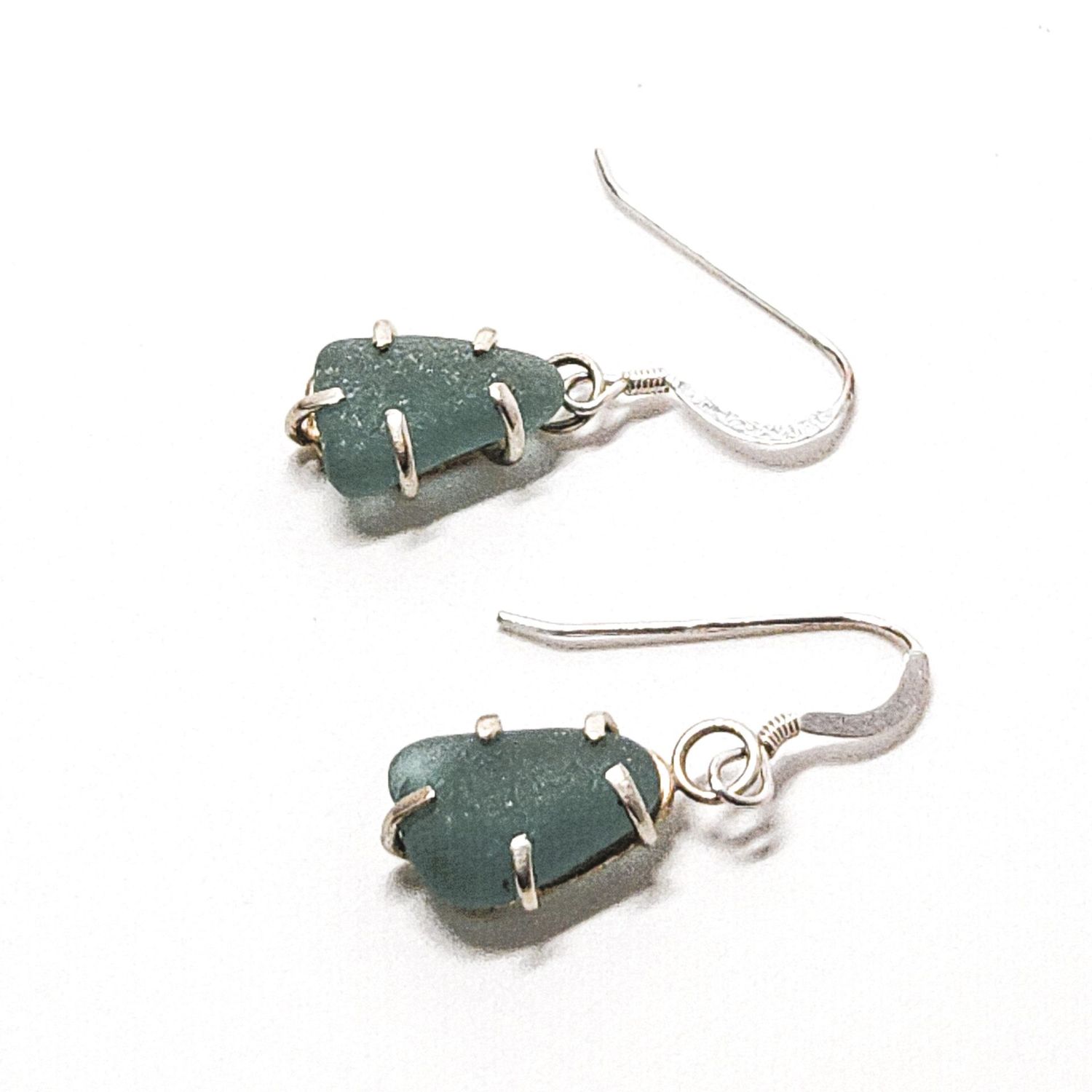 Petite Teal Sea Glass Earrings Petite Teal Sea Glass Earrings