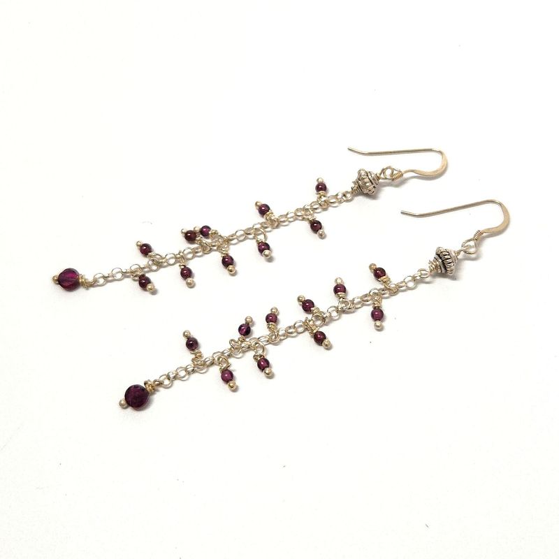 ​Long Garnet & Sterling Silver Earrings
