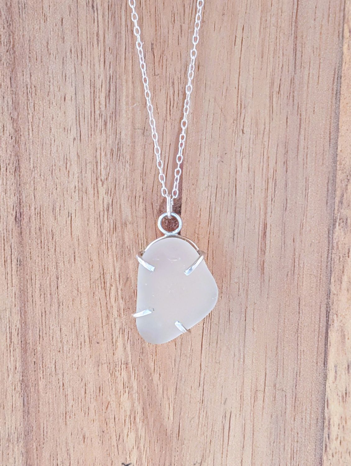Sea Glass Pendant - White (medium)
