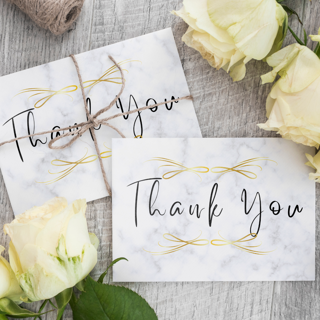 Thank you card, with a Marble Background