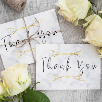 Thank you card, with a Marble Background