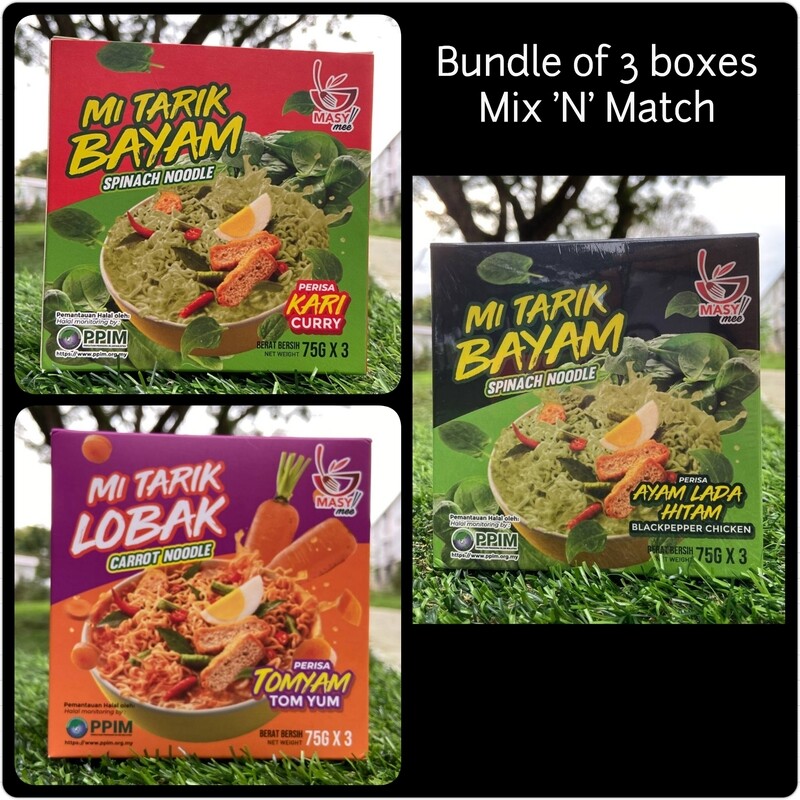 MasyiMee CARROT &amp; SPINACH Noodle - Bundle of 3 boxes