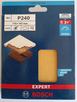 Bosch EXPERT C470 Schleifpapier mit 6 Löchern, 115 x 107 mm, G 240, 10-tlg.