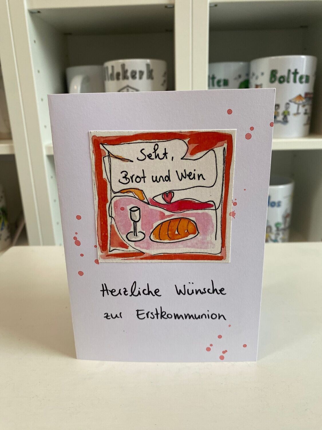 Klappkarte Kommunion "Brot und Wein"