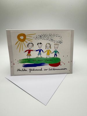 Glückwunschkarte Kommunion "Ihr seid meine Freunde!"