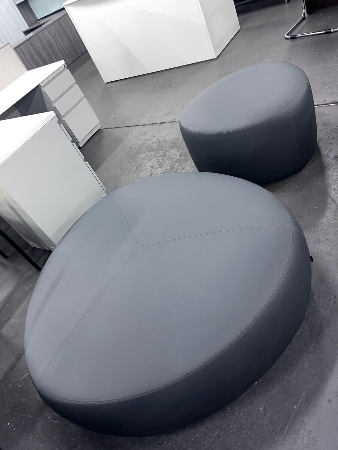 Black Vinyl Ottomans -  New in a box **Only the small ones left