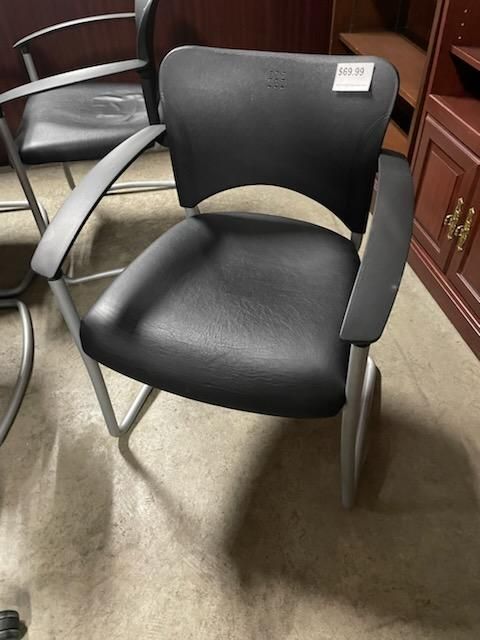 Black Padded Sled Base Guest Chair