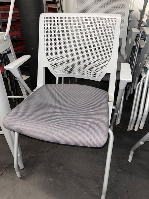 Poly Back Stack Chair w/ Gray Fabric Seat
