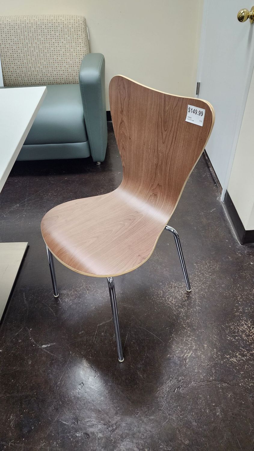 New/Discontinued Wood Stack Chair w/ Chrome Base (3)