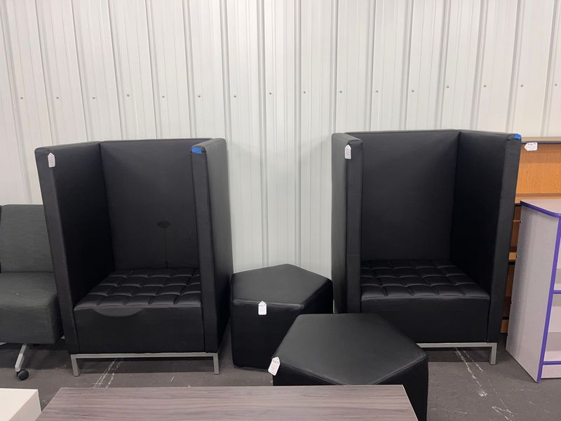 Privacy Club Chairs w/ Ottomans