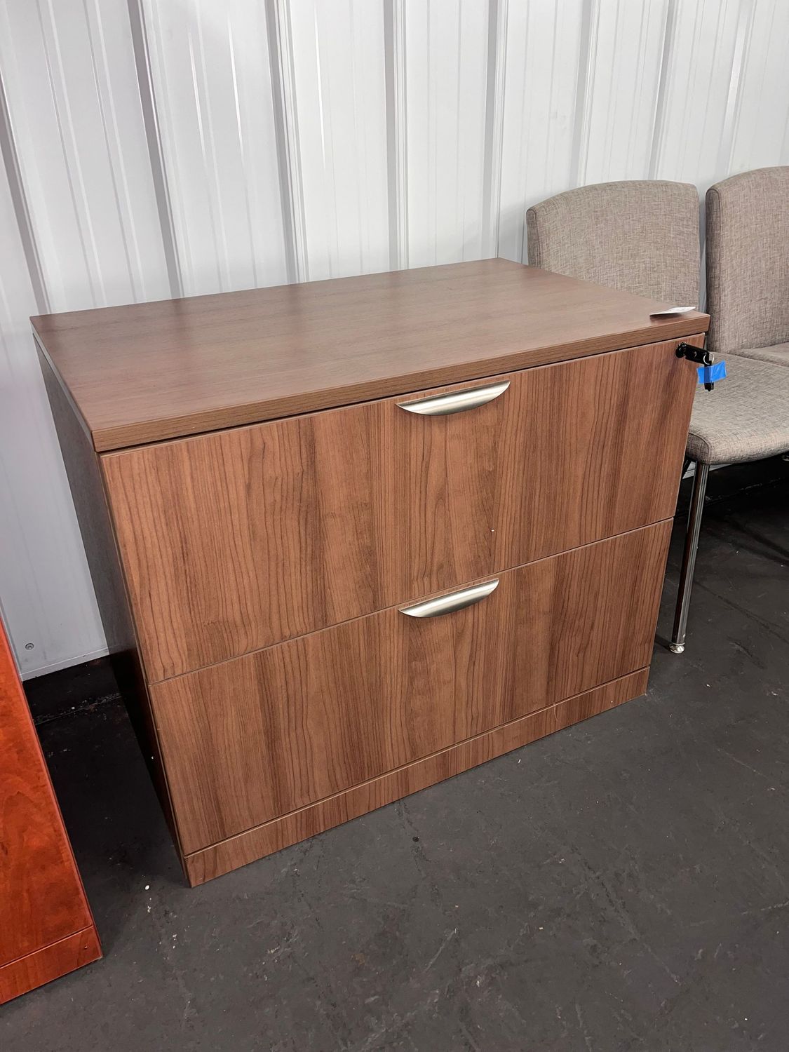 New/Scratch & Dent 2 Drawer Lateral File, Walnut, With Key