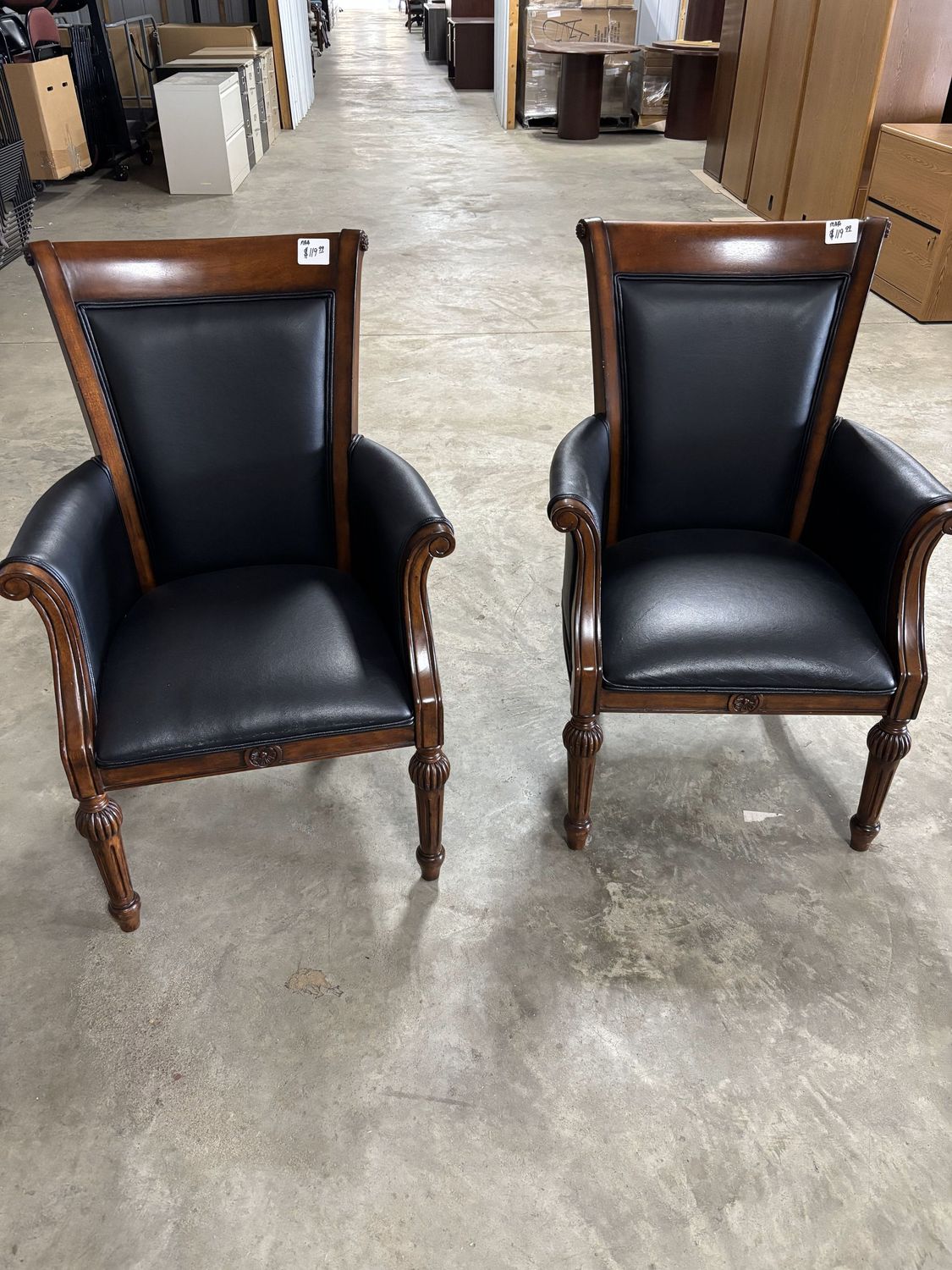 Traditional Black Leather Side Chairs