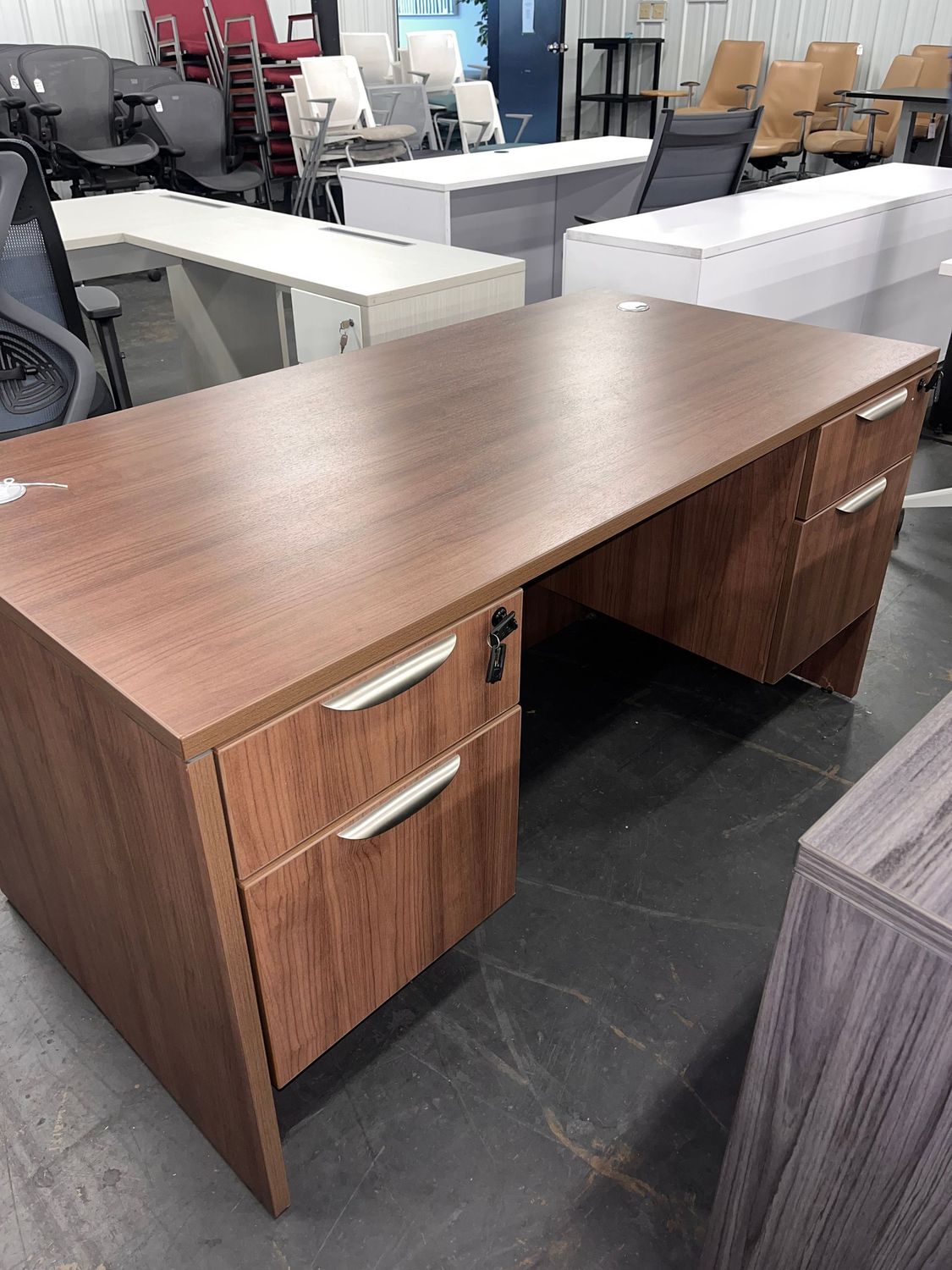 30X60 Walnut Desk - New, Overstock