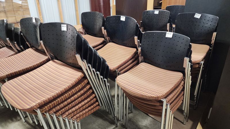 Wood Back Printed Seat Stack Chairs