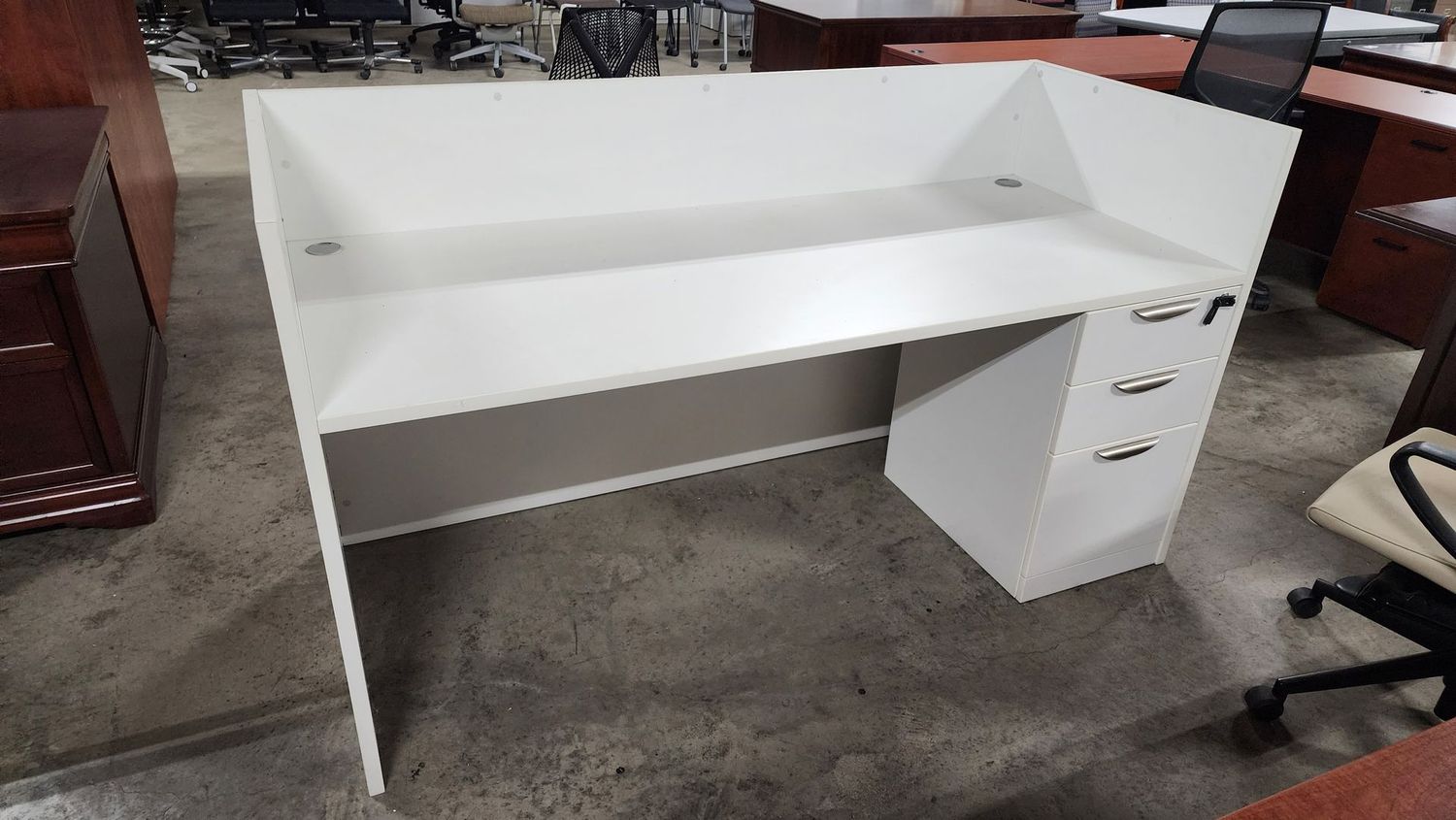 White Single Ped Reception Desk