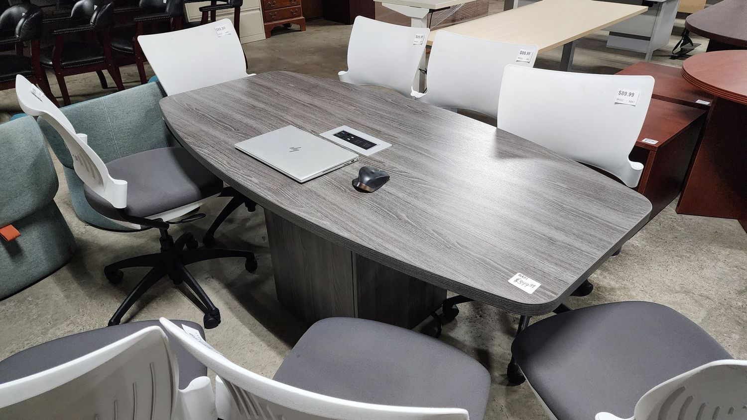 6ft Cube Base Conference Table w/Powered Center