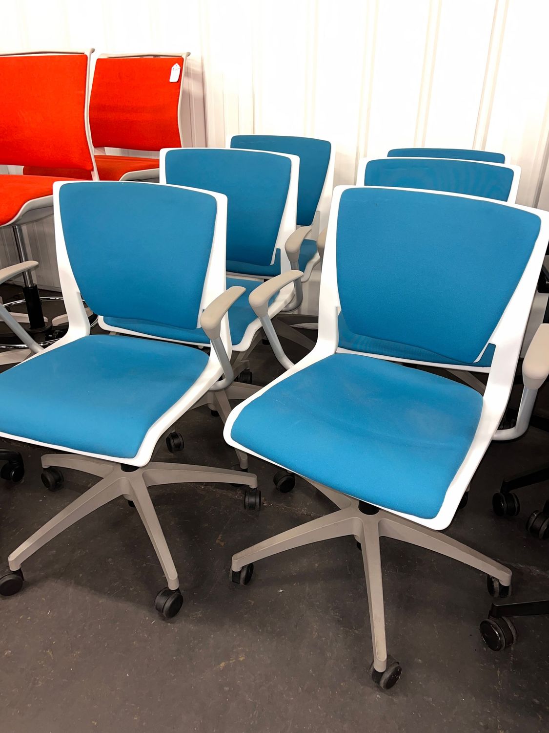 Simple Function White/Blue Task Chairs - 6 in stock
