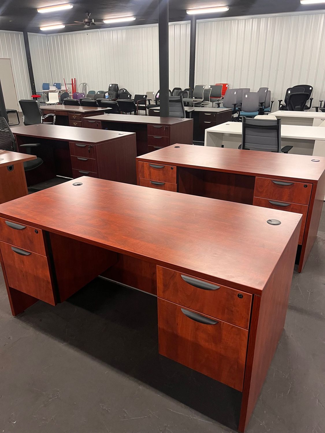30X60 Cherry Double Ped Desks *Over 5 Available