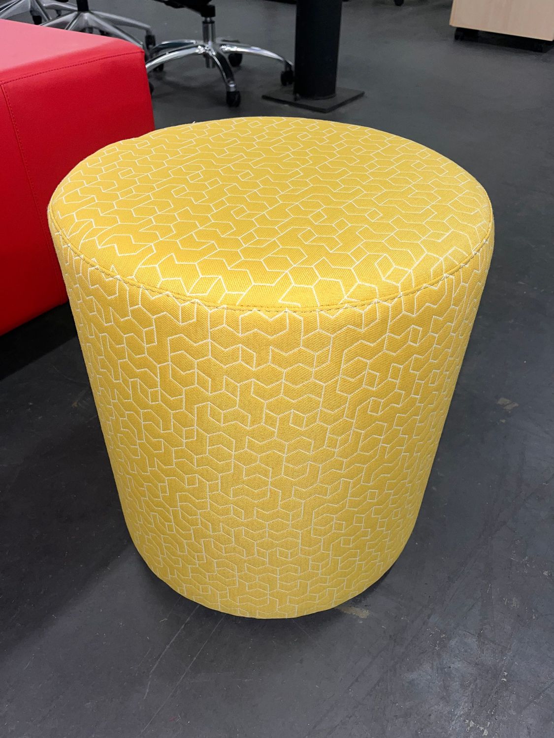 New/Discontinued Yellow Fabric Ottoman *6 in stock