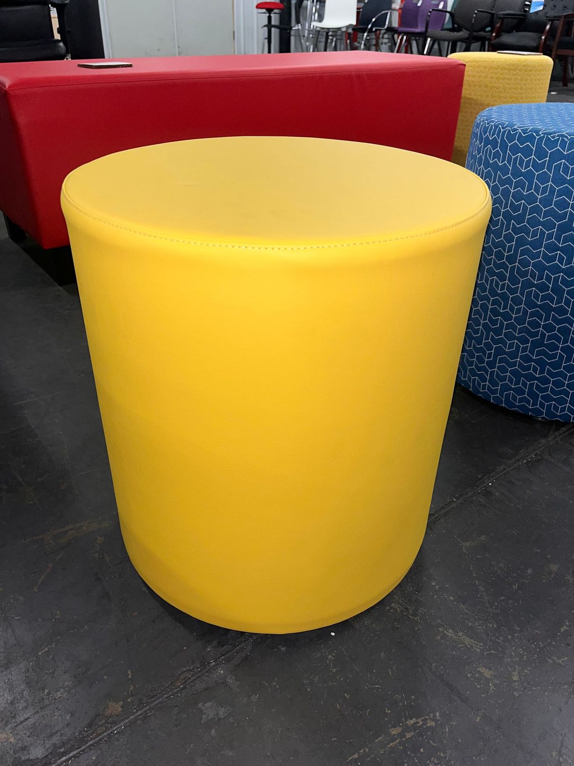 New/Discontinued Yellow Vinyl Round Ottoman *11 in stock