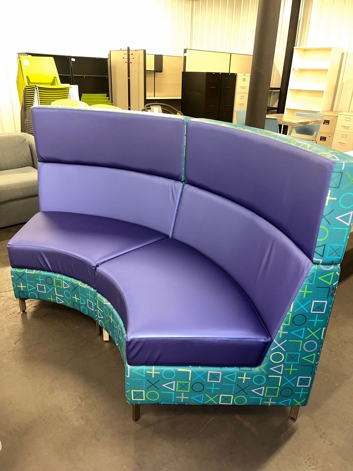 2 pcs imaged, 4 pcs in stock, Selling Individually! New/Discontinued Purple/Teal High Back Seating