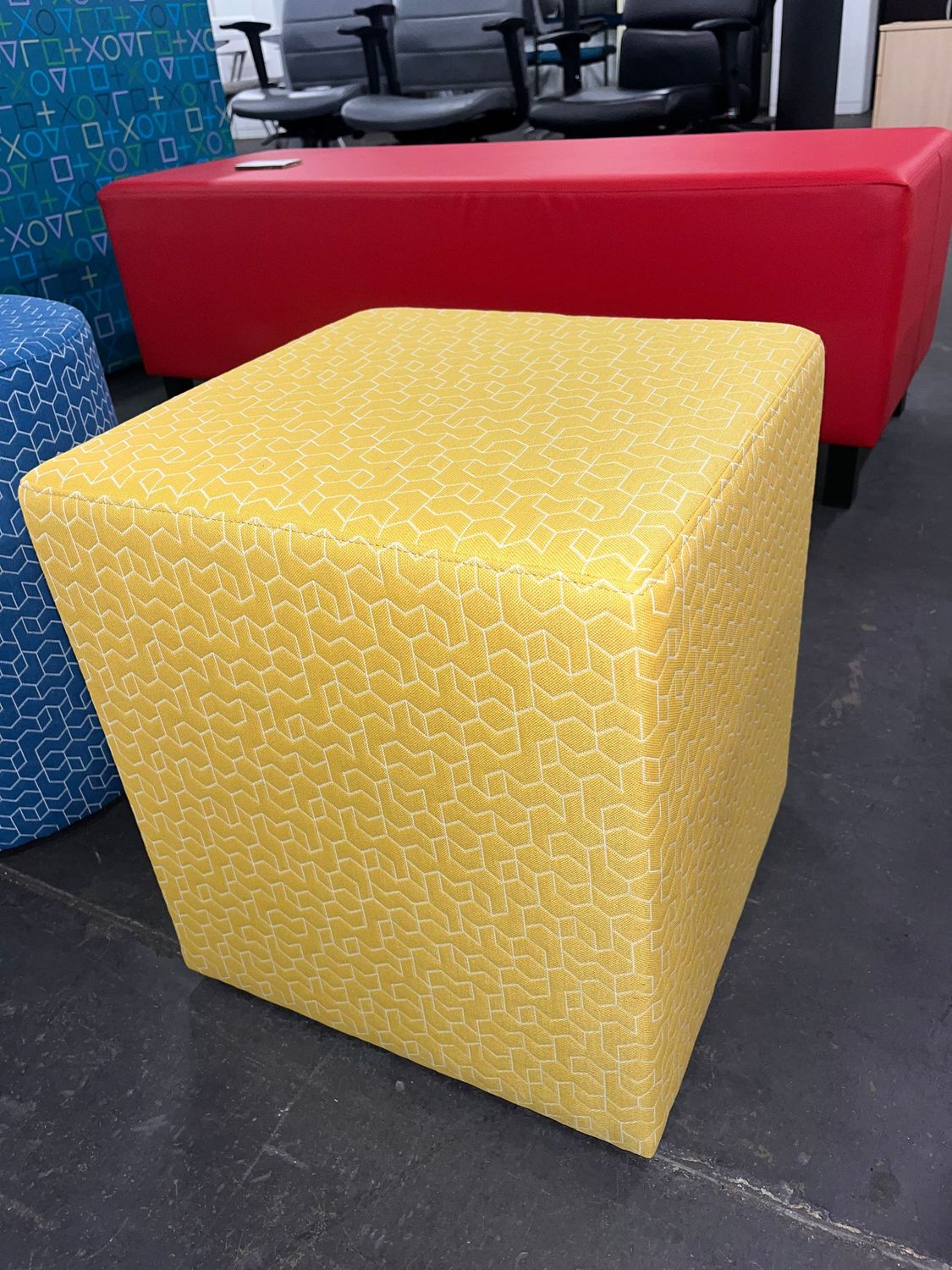 New/Discontinued Yellow Square Ottoman *16 in stock