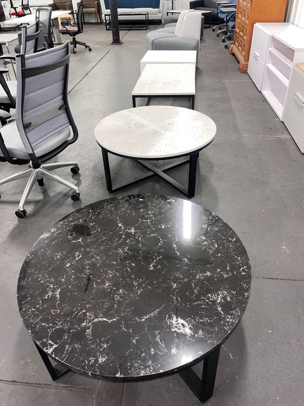 36" Round & 24X48" Rectangle Coffee Tables w/ Quartz Tops *New/Overstock