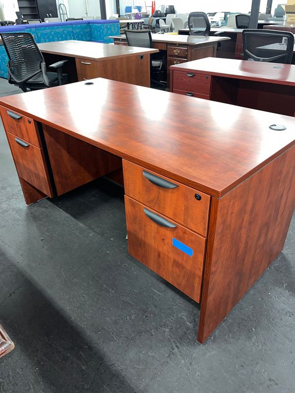 30X60 Double Ped Cherry Desk