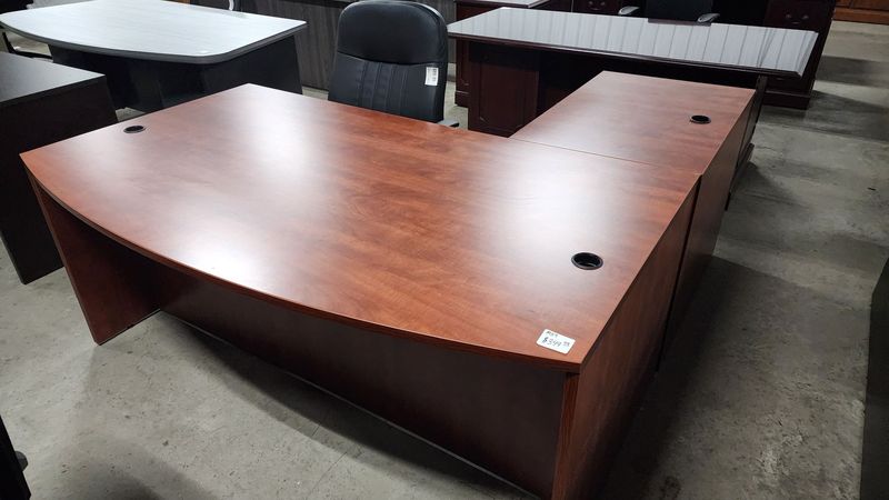 Cherry Bow Front Left L Desk