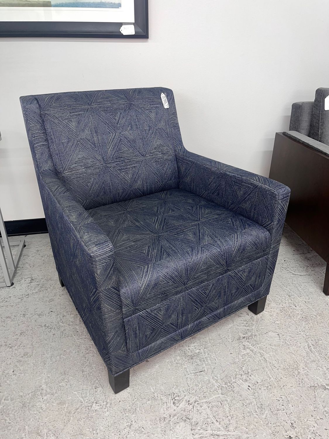 Navy Upholstered Club Chairs *Selling 2 as a pair*