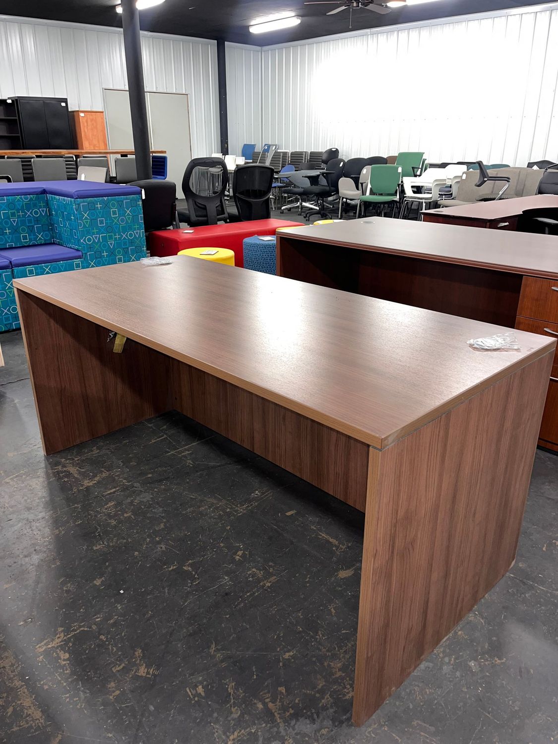 30X66 Hollow Walnut Desk Shell *New, Overstock. Drawers can be added for an upcharge